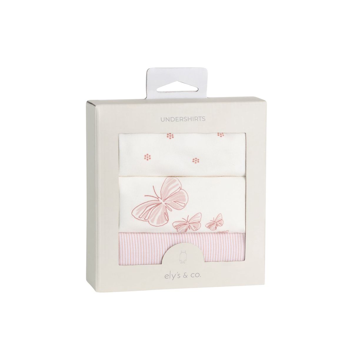 Ely's & Co. Baby Girls Cotton Bodysuits-Undershirts - 3  Pack, Pink Stripes, Floral Dot , and Butterfly - thumbnail 5