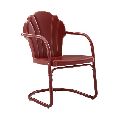 Tulip Retro Red Metal Outdoor Armchair Set