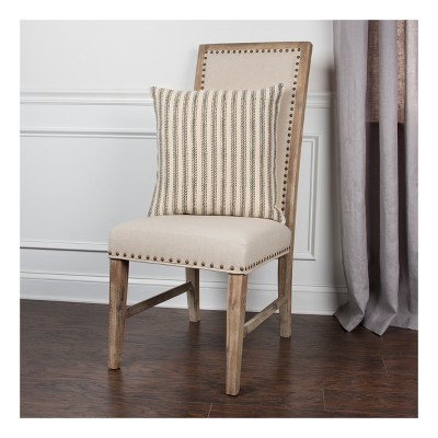 Elegant Ticking Stripe Square Throw Pillow in Red and Beige
