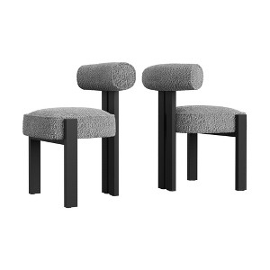Upholstered Dining Chairs Set of 2, Modern and Comfortable Plush Boucle Chairs with Ergonomic Curved Back, for Living Room, Kitchen and Dining Room - 1 of 4