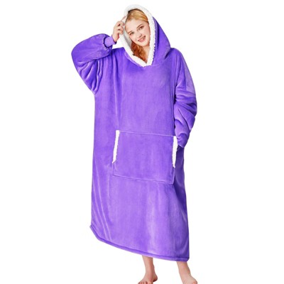 Inhand Gray Fuzzy Wearable Hoodie Blanket - Oversized Cozy Polyester Sweatshirt for Women, One Size Fits All - The Perfect Warm Gift