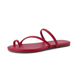 CUSHIONAIRE Resort Women’s Minimalist Strappy Sandals – Lightweight Summer Flat Sandals with Cushioned Footbed - 1 of 4