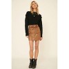 Slickblue Women's Camel Faux Leather Mini Skirt Featuring Belted Waist, Button Closure & Relaxed Fit, Size S-L - 3 of 4
