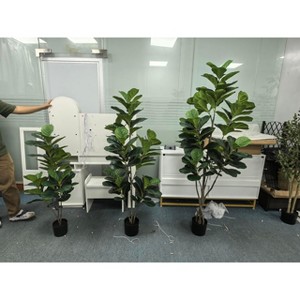 4/5/6ftArtificial Plants, Artificial Fiddle Fig Tree with White Pot, Artificial Tree, Large Fake Plants, Plastic Plants, Artificial Plants - 1 of 4