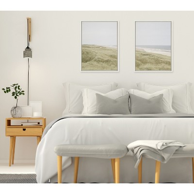 Peaceful Coastal Landscape Canvas Print Set with White Frame