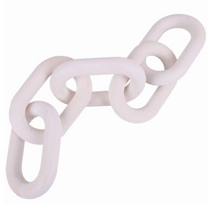 Itopfox 5 Piece White Washed Pine Wood Chain Link Decor 21.65 Inch Long Hand Carved Accent for Coffee Table Shelf Living Room - 1 of 4