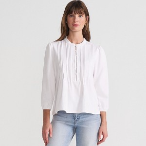 Lands' End Women's Lightweight Jersey Button Pintuck Top - 1 of 4
