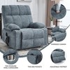 Oversized Chenille Power Lift Recliner Chair with Heat & Massage, Dual Motor Infinite Position, 8-Point Vibration, Lumbar Heating, Cup Holders - 2 of 4