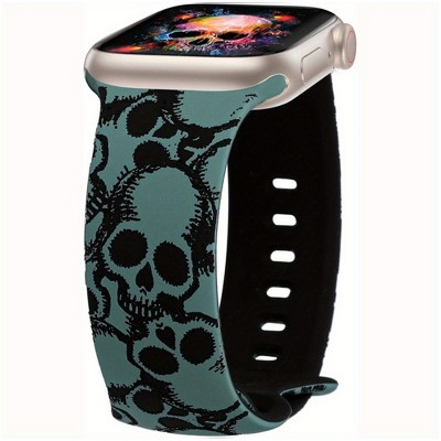 HTUTWOO Halloween Engraved Band Compatible with Apple Watch Band 42/44/45/49mm Silicone Strap for iWatch Series 10/9/8/7/6/5/4/3/2/1/SE