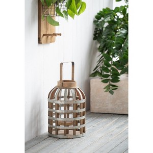 Gulches Decorative Lantern with Handle, Wooden Lantern for Indoor Outdoor, Home Garden Wedding - 1 of 4