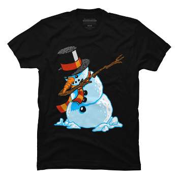 Men's Design By Humans Dabbing Snowman Shirt Christmas Gift Dab Santa Claus T-Shirt By vomaria T-Shirt