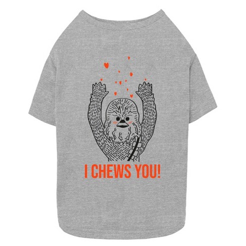 Star Wars Cute Chewbacca I Chews You  Dog T-Shirt - Athletic Heather - Medium - image 1 of 4