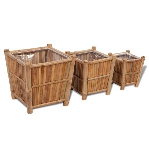vidaXL Raised Bed Set of 3 Natural Bamboo - 1 of 4