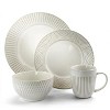 Elama - Market Finds 16 Piece Round Stoneware Dinnerware Set in Embossed - White - 2 of 4