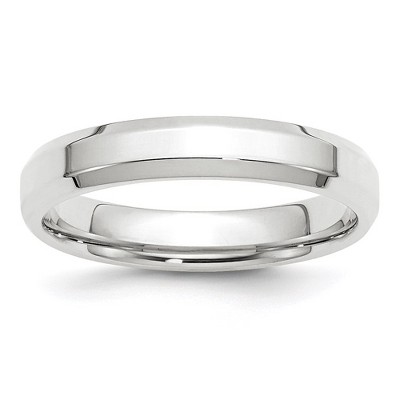 Black Bow Jewelry 4mm 10K White or Yellow Gold Beveled Edge Comfort Fit Band
