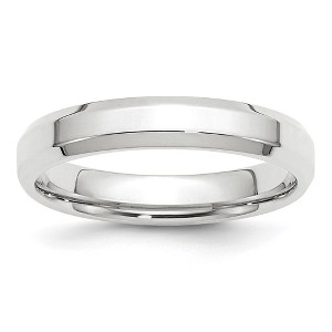 Black Bow Jewelry 4mm 14K White or Yellow Gold Beveled Edge Comfort Fit Band - 1 of 4