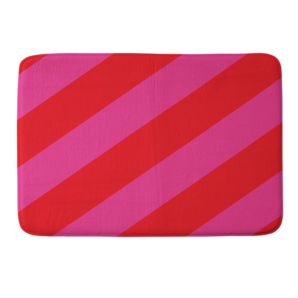 Camilla Foss Bold Striped Memory Foam Bath Rug Pink - Deny Designs: Machine Washable, Microfiber, Non-Slip Backing -  89974987