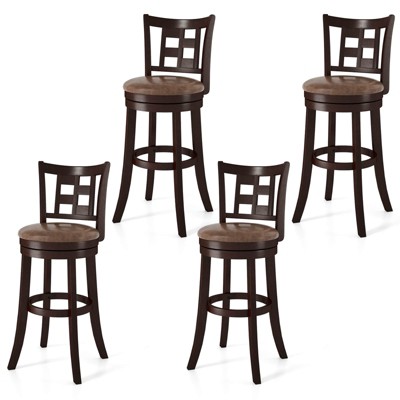 Costway Set of 2/4 Bar Stools 30" Swivel Bar Chairs with Footrest, Lattice Backrest