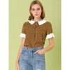 Allegra K Women's Contrast Doll Collar Polka Dots Short Sleeves Blouse - 3 of 4
