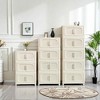 MAYEERTY 19.69" Side 5 Tiers Plastic Folding Stoarge Cabinet with Magnetic Door Wheels Cream White for Living Room - 2 of 4