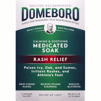 Domeboro Calming & Soothing Medicated Soak Rash Relief Astringent Powder Solution, 12 Ct