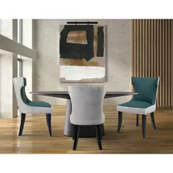 Set of 2 Zeke Dining Chair Light Gray/Teal - Chic Home Design