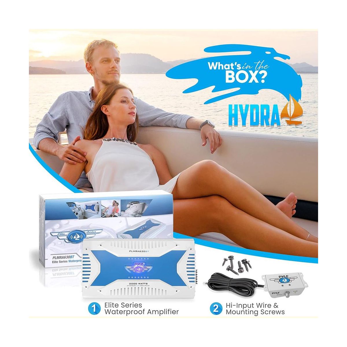 6-Channel Marine Amplifier for Bluetooth Streaming with Waterproof Design, Dual Speakers, All Devices Compatible - thumbnail 2