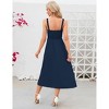 Clearlove Women's Casual Summer Midi Dress Spaghetti Strap Button Down Sleeveless A-Line Beach Swing Sundress - 3 of 4