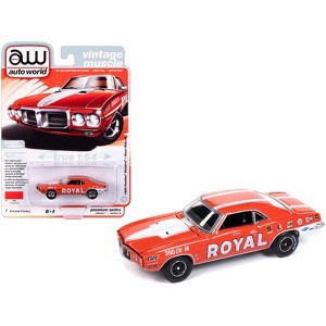 1969 Pontiac Firebird Royal Bobcat Carousel Red w/White Stripes & Graphics "Vintage Muscle" 1/64 Diecast Model Car by Auto World - 1 of 3