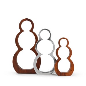 Nambé Holiday Snowmen Silhouettes Set - Designer Trio Figurines, Ideal for Mantel & Tabletop Display with Gold-Plated Accents - 6"L to 12"W - 1 of 3