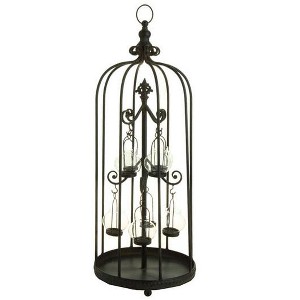 Raz Imports 31" Bistro Kitchen Rustic Black Birdcage Glass Tea Light Candle Holder - 1 of 1