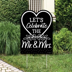 Big Dot of Happiness Mr. and Mrs. - Party Decorations - Black and White Wedding or Bridal Shower Welcome Yard Sign - 1 of 4