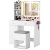 Costway Vanity Set Dressing Table and Chair Set with 3 Lighting Modes & Mirror and Lights White/Black - 2 of 4