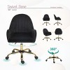 Velvet Ergonomic Office Chair with Swivel Base and Fixed Arms for Home Office or Vanity-3irtyhousy - 3 of 4