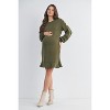 Hello Miz Women's Long Sleeve Round Neck Ruffle Hem Maternity Dress - 4 of 4