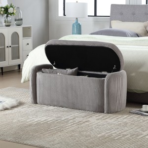 NicBex Oval Corduroy Storage Ottoman Bench,Upholstered Storage Ottoman with Safety Hinge,Modern Storage Bench for Living Room,Bedroom,Light Gray - 1 of 4