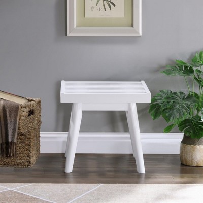 NicBex Farmhouse Bench,Ottoman with Solid Wood Frame for Living Room,Entryway,White