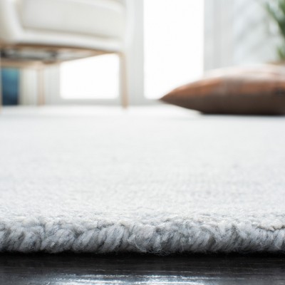 Light Grey Hand-Knotted Viscose Rectangular Rug 4' x 6'