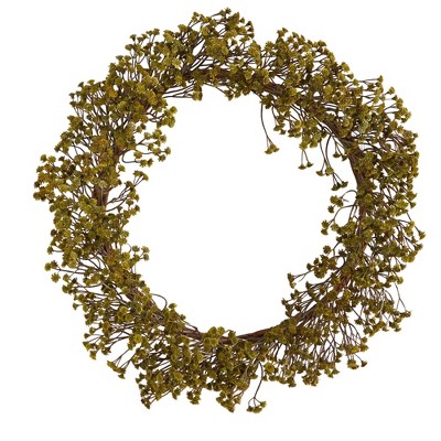 Nearly Natural 20” Autumn Gypsophila Artificial Wreath : Target