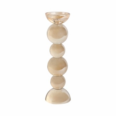 Modern Glam Glass & Crystal Pillar Candle Holder - Elegant Decorative Accent for Home, Office, Bedroom, Living Room - Stylish Taper Candle Stand