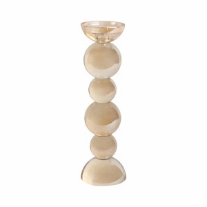 Modern Glam Glass & Crystal Pillar Candle Holder - Elegant Decorative Accent for Home, Office, Bedroom, Living Room - Stylish Taper Candle Stand - 1 of 4