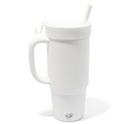 Silipint: 32oz Silicone Humbler W/ Lid & Straw, Classic White