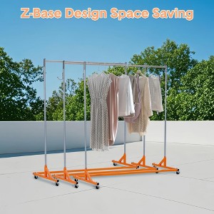 TROPOW Z-Shape Steel Garment Rack with Wheels, 2 PVC Dust Covers (60x50x110/90cm) for Retail/Closet Storage - 1 of 4