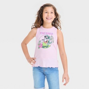 Girls' Minnie Mouse Ribbed Ruffle Hem Tank Top - Light Pink - 1 of 4