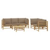 vidaXL 6 Piece Bamboo Patio Lounge Set - Taupe Cushions, Comfortable Seating, Modular Design, Outdoor Furniture for Garden, Backyard and Patio - 3 of 4