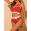 Elerevyo Women's High Waisted Ribbed Adjustable Spaghetti Straps Push Up Swimsuit Bathing Suits 2 Pcs - 2 of 4