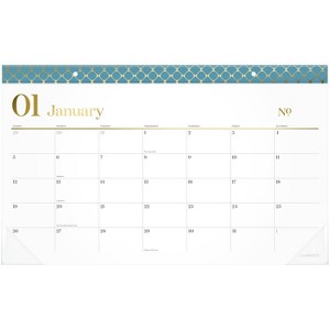 WorkStyle Compact Monthly Desk Pad Calendar, 17.75 x 11, White Sheets, Blue/Gold Headband, 12-Month (Jan to Dec): 2025 - 1 of 1