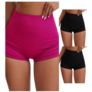 INSPIRE CHIC 3 Packs Women's High Waist Slimming Waist Butt Lifter Control Panties Workout Sport Running Short - 1 of 4