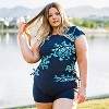 Calypsa Women's Plus Size Cap Sleeve UPF 50+ Sadie Swim Top - 4 of 4