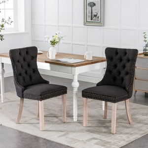 NicBex Modern Dining Chairs Set of 2,High-end Tufted Flax Upholstered Kitchen Chair with Wood Legs for Dining Room,Living Room - 1 of 4